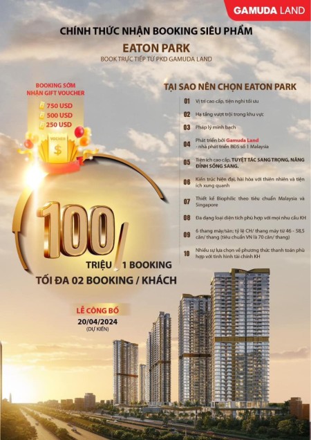 Eaton Park – Cơ Hội Vàng Đầu Tư Đợt 1 Với Giá Cạnh Tranh & Chính Sách Hấp Dẫn