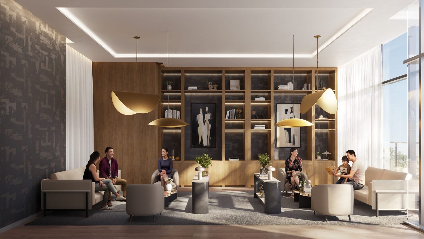 Không gian sảnh lounge nội khu tại Eaton Park