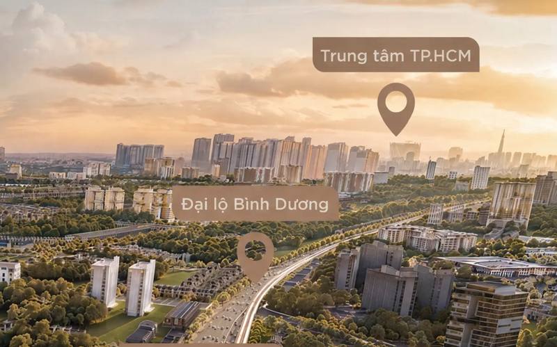Norton Park trên Đại lộ Bình Dương, hướng về trung tâm TP.HCM