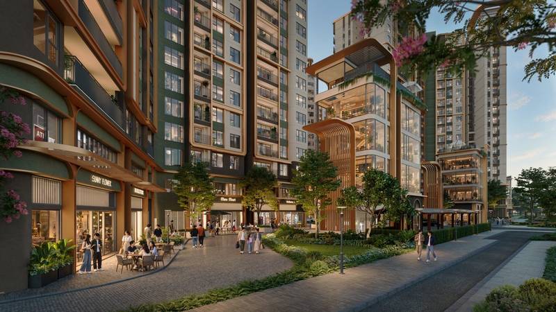 Phố đi bộ nội khu dưới chân tháp Norton Park