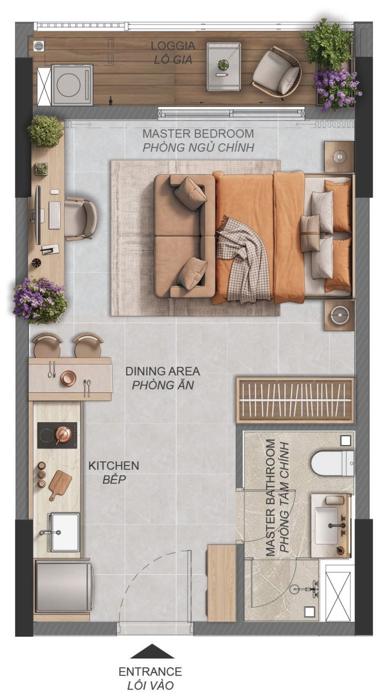 Mặt bằng căn hộ Norton Park Studio ST1.1a 42,12 m²