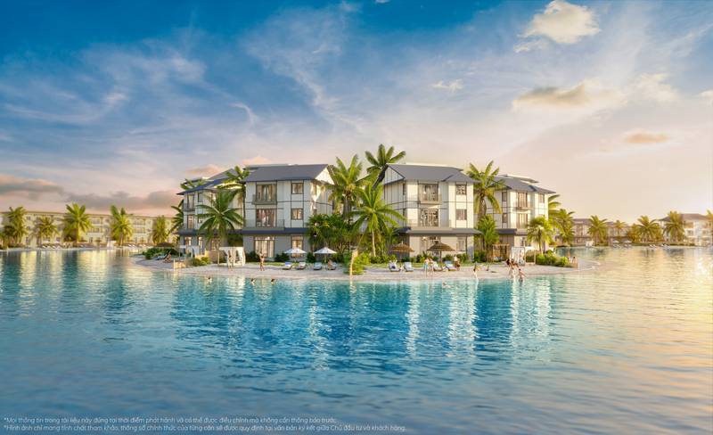 Biệt thự mặt biển hồ ở khu Vịnh Ngọc, Vinhomes Green Paradise Cần Giờ, sân trước là bãi cát sát mặt nước