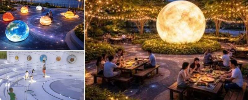 Công viên Thiên văn Galaxy Park tại Vinhomes Saigon Park: quả cầu mặt trăng, bàn ăn đêm, mô hình hành tinh
